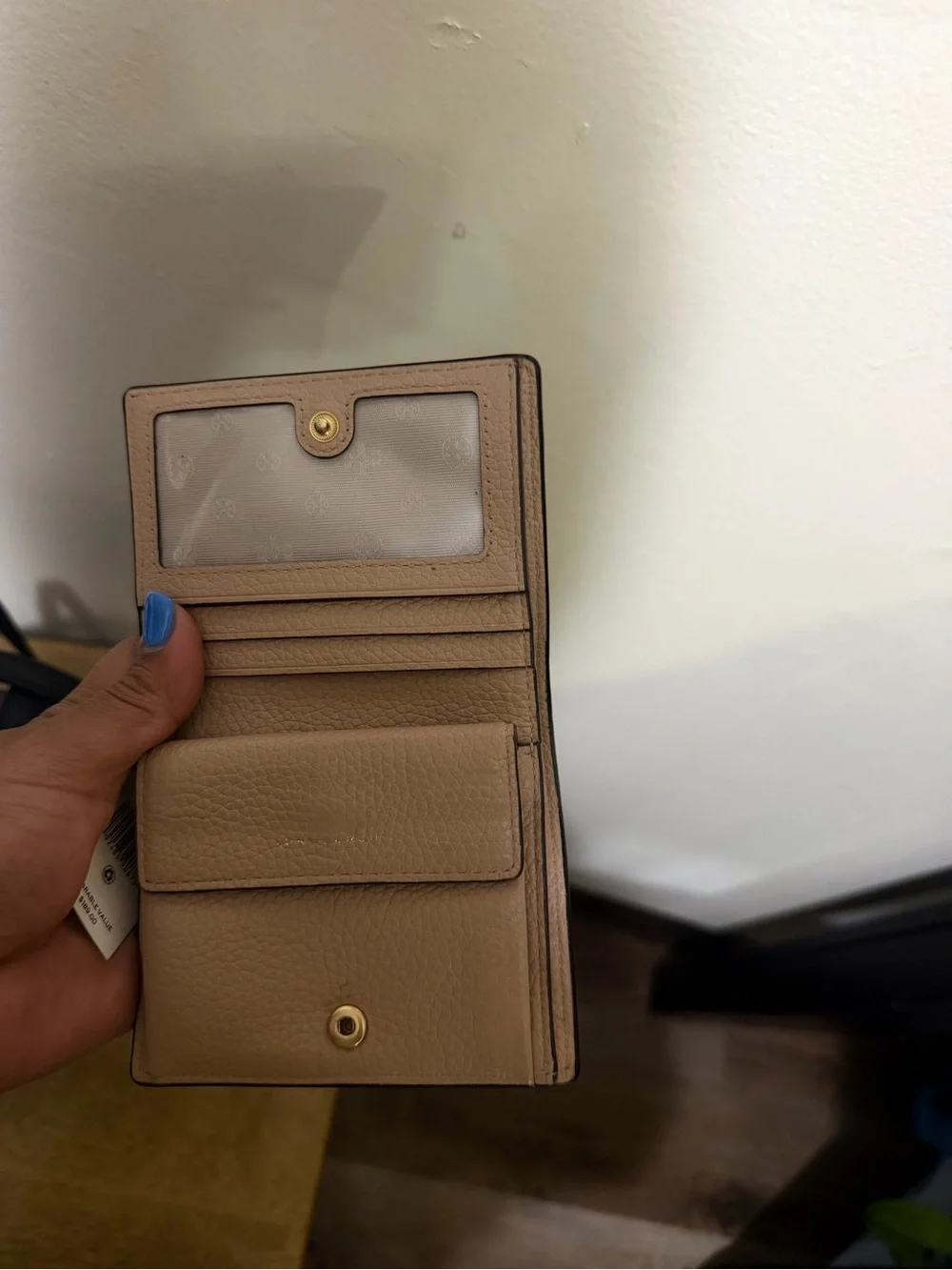 Tory Burch Black Leather Bifold Wallet with Gold Logo